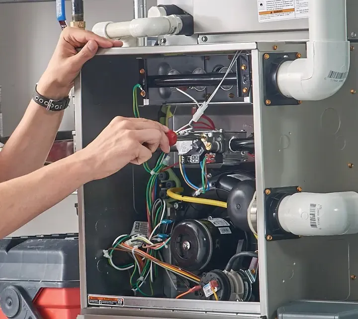 Indoor air handler during routine filter and coil service